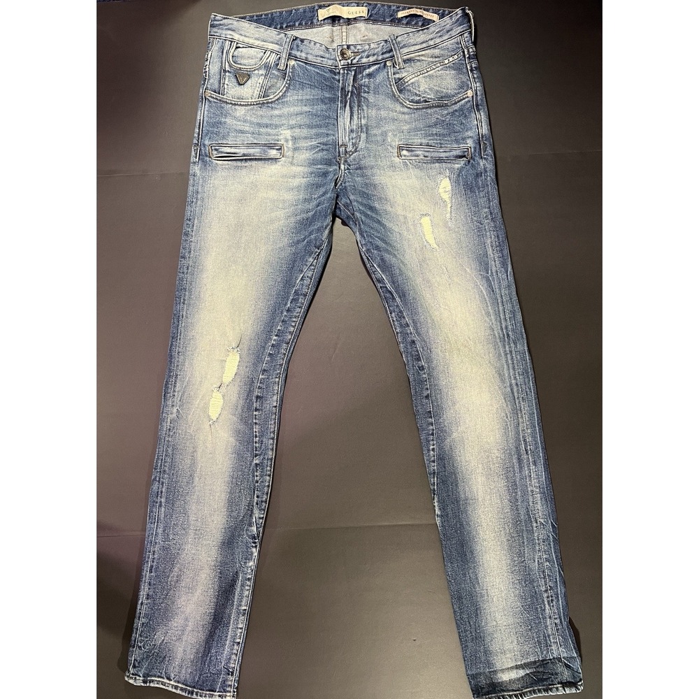 Guess Jeans Men's Alameda Slim Tapered - Size 32 - Multi Pocket - Light Wash